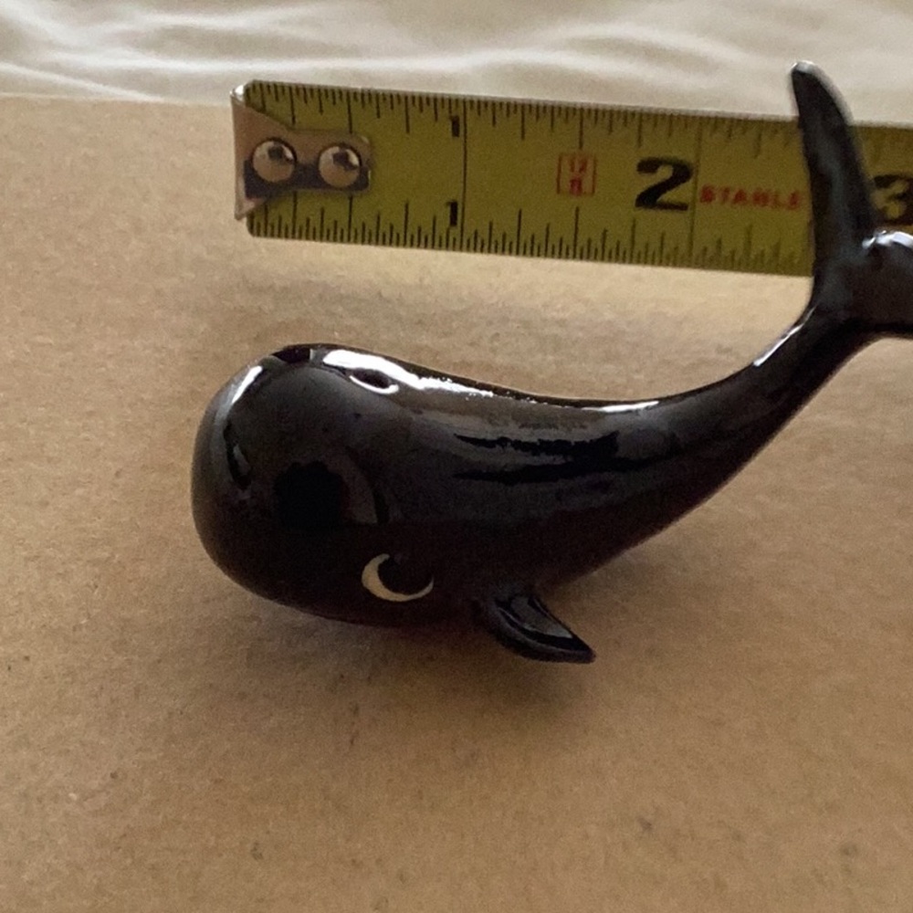 Stanley Black Ceramic Whale Figurine